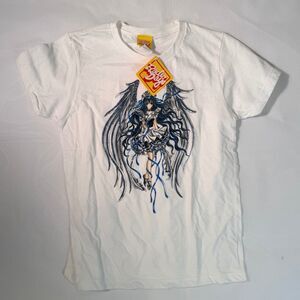 Radio Days Women's White M Anime Gothic Princess Graphic Glitter Cotton T-Shirt